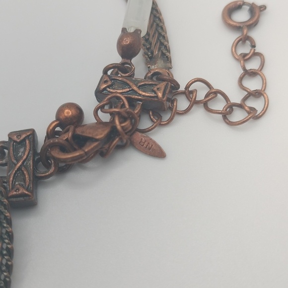 Avon Multi Strand Mother Of Pearl Bronze Pendant Necklace Boho Peasant Western - Picture 9 of 14